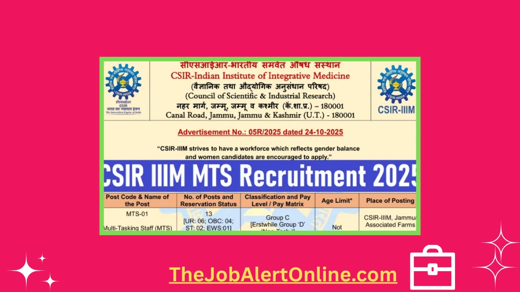 CSIR IIIM MTS Recruitment 2025